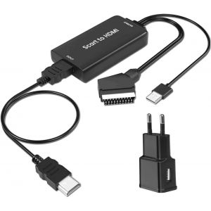 MEVRONISSHOP-C&acirc;ble convertisseur SCART vers HDMI - Adaptateur et c&acirc;ble SCART Full HD 1080P vid&eacute;o audio pour HDTV, STB, VHS, Xbox, PS3, Sky, DVD, Blu-ray, etc - Neuf