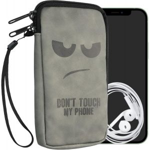 KALANKA-Housse de Protection Universelle pour Smartphone L - 6,5"" - Sacoche de Protection T&eacute;l&eacute;phone Portable en Similicuir Gris - Neuf