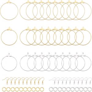 Ph 130pcs Kit Boucles D'oreilles Creation Attache Boucle D'oreille Avec Crochets De Boucle D'oreille Et Anneaux De Saut Pour La Fabrication De Bijoux De Boucle D'oreille (Platine Et Or) - Neuf