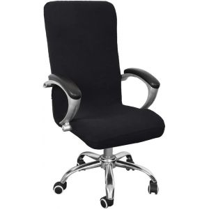 Housse De Chaise De Bureau Universelle Extensible En Microfibre Lavable, Housse De Fauteuil Extensible Confortable (Noir, L) - Neuf