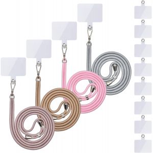 KAL-Chaîne De Téléphone Portable Universelle - Cordon Universel Pour Téléphone Portable À Suspendre Autour Du Cou - Avec Cordon De Téléphone Portable - Réglable Et Amovible (4 Or Rose + Or + Rose Bri - Neuf