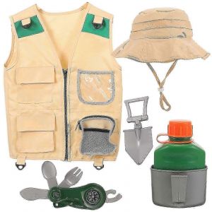 1 Ensemble D'enfants Explorer Kit Gilet Chapeau Pelle Bouplage Boussole Kit Enfants Cosplay Explorer Kit - Neuf