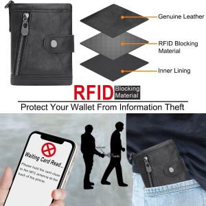 Portefeuille Homme En Cuir V&eacute;ritable Porte Monnaie Homme Avec Cha&icirc;ne Blocage Rfid Portefeuille Pour Homme 17 Porte Carte Cr&eacute;dit Poche &Agrave; Monnaie Classique Porte Feuille Avec Bo&icirc;te Cadeau - Neuf