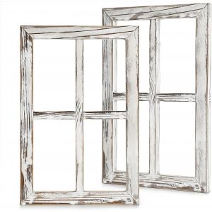 D&eacute;corations Murales Rustiques Pour Fen&ecirc;tres Cadres En Bois De Grange -D&eacute;coration Pour La Maison Ou L'Ext&eacute;rieur,Pas Pour Les Photos,Lot De 2 (40 X 28 Cm) (Blanc) - Neuf