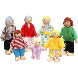 Maisons De Poup&eacute;es, Meubles De Maison De Poup&eacute;es, Maison De Poup&eacute;e En Bois, Ensembles De 7 Personnes Accessoires De Maison De Poup&eacute;e Pour Maison De Poup&eacute;e Enfants Enfants Jouet - Neuf