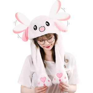 Chapeau de lapin Oreille Moving Jumping Hat Dr&ocirc;le de lapin Peluche Chaud Chapeau d'hiver - Neuf