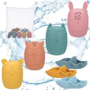 KAL-7Pcs Jouet Bain En Silicone, Jouet De Bain Pour Bebe Sensoriel Et Educatif, Jouet Bain Bebe 1 Ans Et Plus, Jouet Bain Bébé Colorés, Jouets De Bain Pour Baignoires Et Piscines, Jeux Bain Bebe Soup - Neuf