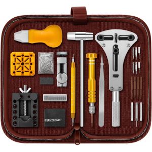 Kal-Kit De R&eacute;paration De Montre, Ensemble D'outils De Barre De Ressort Professionnel, Ensemble D'outils De Broche De Lien De Bande De Montre Avec &Eacute;tui De Transport (Marron) - Neuf