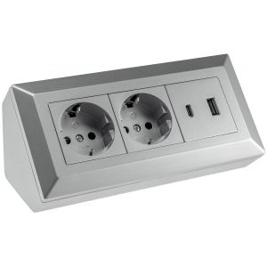 Bloc multiprise d'angle 2 prises USB-A USB-C PD Multiprise pour cuisine,bureau,atelier,argent,gris - Neuf