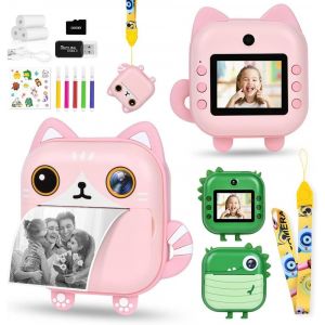 ChenQuanSarl-Appareil Photo Enfant À Impression Instantanée, 2.4 Pouces 12Mp/1080P Selfie Appareil Photo Creator Avec 3 Rouleaux De Papier D'Impression, 32G Sd Carte,5 Marqueurs, Pour Filles Garçons - Neuf