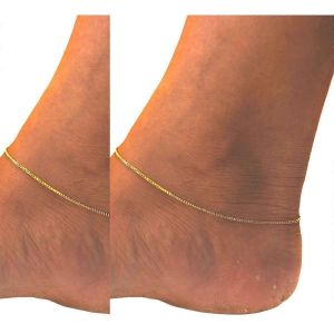Plaqué Or Dernier Type De Boîte Cheville Pied Bijoux 10 / 105 Pouces Boîte Chaîne Kolusu Pour Femmes Pada Salan 1mm Largeur - Neuf
