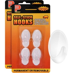 Crochet Adh&eacute;sif, 6 Crochets Muraux Blancs Moyens, 1.5kg (max), sans Percer sans Endommager Ovales Support Mural Auto-adh&eacute;sif pour Cuisine Salle de Bain Placard Verre - Neuf