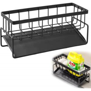Organisateur Evier Cuisine Porte &Eacute;ponge &Eacute;vier Bo&icirc;te De Rangement De Cuisine Support &Eacute;ponge &Eacute;vier Organisateur Evier Cuisine M&eacute;tal Pour &Eacute;ponges,Brosser,Torchon Noir - Neuf