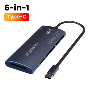 Lecteur multifonctionnel USB2.0 6 en 1,adaptateur de carte m&eacute;moire SD/TF/XD/CF/M2,adapt&eacute; aux appareils photo,ordinateurs,transfert de donn&eacute;es &agrave; grande vitesse--c - Neuf
