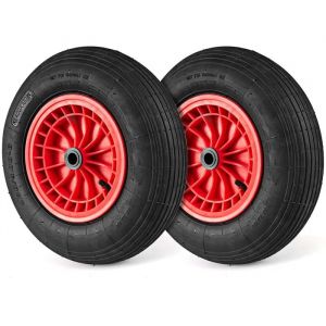 COSTWAY Lot de 2 Roue de Brouette 4,80/4,00-8 avec Roulement de 2 CM et Moyeu Centr&eacute; de 8,8 CM, &Oslash;40x10cm pour Jardin, Diables - Neuf