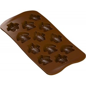 Kalanka-| Scg30 Moule En Silicone Pour Chocolats Amis De P&acirc;ques, Antiadh&eacute;sif, 12 Chocolats, Pack De 1 Moule Pour Sucreries, Easy Choc, 34 X 34 Mm, H 18 Mm, Fabriqu&eacute; En Italie-Kalanka - Neuf