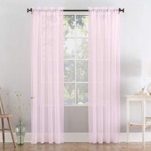 Lot De 2 Rideaux En Voile Tissé Avec Embrasses - 28 Coloris Disponibles - Neuf