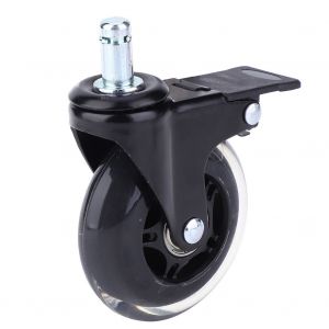 Roulette pivotante de 7,6 cm avec roulement 608ZZ integre, roue universelle silencieuse en PU pour chariot a outils, montage sur circlip, avec frein - Neuf