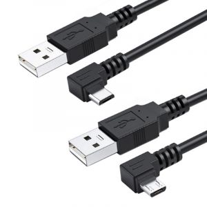 KALANKA-Lot de 2 câbles USB vers micro USB, USB 2.0 mâle vers micro USB 5 broches mâle, transfert de données, câble d'extension coudé à 90 degrés, 0,5 m - Neuf