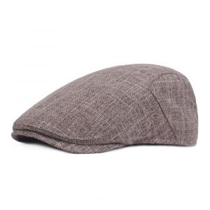Chapeau Plat En Pur Lin Pour Homme, Casquette Rétro En Langue De Canard, Casquette Littéraire Pour Jeune Homme, Gris - Neuf