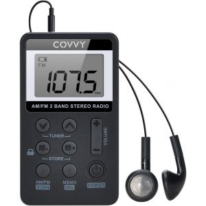 Radio de Poche Portable Mini Récepteur AM FM Personnel avec Batterie Rechargeable et Écouteurs, Convient pour la Course à Pied, la randonnée, Le Camping, Les Voyages Black - Neuf