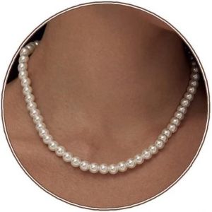 Kal-Colliers Perles Pour Femme, 8mm Collier Perle Imitation, Collier Perles Blanches, Colliers De Perles, Parfait Pour Les Mariages, Les Accessoires De Mari&eacute;e Et Les F&ecirc;tes D'anniversaire - Neuf