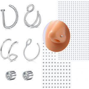 Nbgcm-Faux Piercing De Nez, Faux Sourcils, Lèvres, Labret, Piercing À Coller, Faux Anneau De Nez - Neuf
