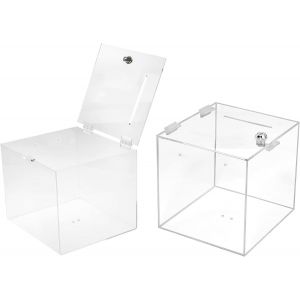 Lbgwp60-2x Boîte De Dons En Acrylique 25x25x25cm, Verrouillable Boîte De Promotion Boîte D'action Avec Serrure, Urne Billets Boîte De Jeu, Cube Boîte De Dépôt, Transparente Tkd8260-25cm-2x - Neuf
