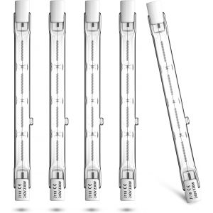 Sjzg-Halog&egrave;ne R7s Ampoules Lin&eacute;aires 118mm 230w Dimmable, Ampoules Halog&egrave;nes Lin&eacute;aires 118mm R7s Type J J118 R7s Ampoules Halog&egrave;nes De S&eacute;curit&eacute; Flood Blanc Chaud 2800k, Pack De 5 - Neuf
