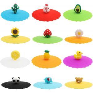 Cmws-12 Pièces Couvercle Silicone Alimentaire Couvercle Silicone10cm Silikondeckel Für Gläser Réutilisables Boisson Couvre Tasse Poussière Convient Pour Les Verres À Eau, Tasses À Café, Chopes De Biè - Neuf