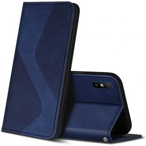 SJZG-Coque Pour Xiaomi Redmi 9A, Premium &Eacute;tui Housse En Cuir De Protection Avec [Emplacements Cartes] [Magnetique], Clapet Folio Portefeuille Pour Xiaomi Redmi 9A (Bleu) - Neuf