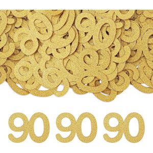 Lot de 100 confettis décoratifs pour 90 ans - 3,7 x 2,7 cm - Paillettes - Décoration de table dorée - 90e anniversaire - Pour homme et femme - Décoration à disperser - 90 ans - Neuf
