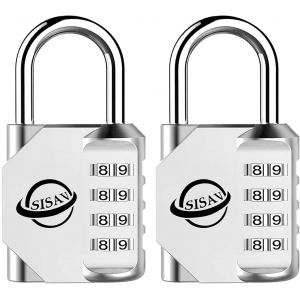 Cadenas &agrave; Combinaison 4 Chiffres Pour Usage Ext&eacute;rieur,Pour Casier de Gymnase Scolaire,Casier de Sport,Portail de Cl&ocirc;ture,Portail,Loquets et Bo&icirc;te &agrave; Outils,Argent&eacute; - Neuf