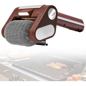 Ulteronixshop-Nettoyeur &eacute;lectrique pour barbecue en acier inoxydable 304, brosse rotative sans poils, avec LED, sans fil et rechargeable, 350 tr/min, brosse de nettoyage pour barbecue d'ext&eacute;rieur - Neuf