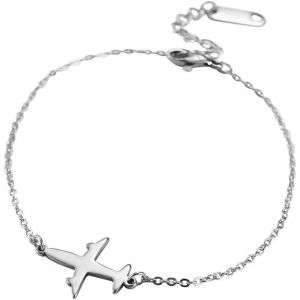 Eryi-Avion Bracelet En Acier Inoxydable - Monde Voyage Pilote Cadeau Simple Style - Mode Bijoux Pour Femmes Filles - Neuf