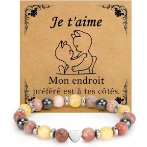 Kalanka-Cadeau Fete Des Grands Peres Grand Mère Maman Mamie Papa Parents Bracelet Pierre Naturelle Cadeau Fete Des Peres Fete Des Meres Marraine S?ur Tata Fille Collègues Couple Parrain Frère Tonton - Neuf