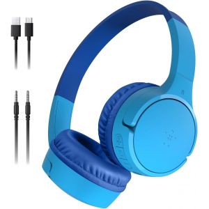 Soundform Mini Casque Audio Sans Fil Pour Enfants Avec Micro Intégré (Circum-Aural, Autonomie De 30 H, Pour Apprentissage, Voyages, Autocollants Amusants, Pour Iphone, Ipad, Galaxy) - Bleu - Neuf