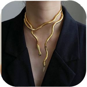 Kal-Collier Serpent, Bijoux, Serpents, Chaîne, Serpent, Chaîne Serpent, Or, Chaîne Serpent, Serpent, Bracelet Supérieur, Ras-De-Cou, Doré, Serpent En Caoutchouc, Serpent - Neuf