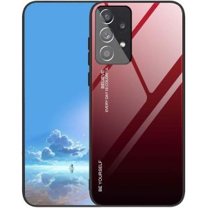 Coque Pour Samsung Galaxy A52s 5g/Samsung Galaxy A52, Très Mince Dégradé De Couleur Verre Trempé Antichoc Housse, Souple Tpu Silicone Mode Coloré Étui.Rouge Noir - Neuf