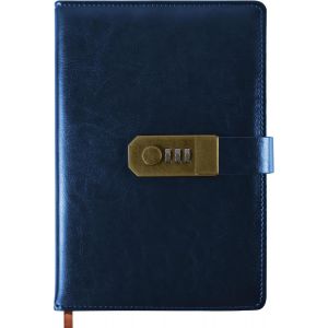 Journal Avec Serrure, A5 Pu Journal En Cuir Avec Code 200 Pages, 100gsm Papier, Vintage Reading Journal Avec Serrure Pour Femmes & Hommes,(Bleu) - Neuf