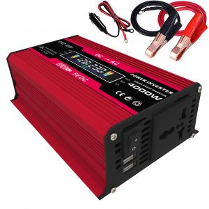 Convertisseur &agrave; onde sinuso&iuml;dale modifi&eacute;e de 4000 W (puissance de cr&ecirc;te), affichage LED, convertisseur de puissance nominale de 300 W, convertisseur CC 12 V vers CA 220 V, chargeur de voiture haute fr&eacute;quence. - Neuf