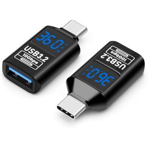 TRAHOO-Adaptateur USB 3.2 &agrave; Affichage num&eacute;rique USB C m&acirc;le vers USB-A Femelle OTG 10 Gbit/s, Alimentation en Temps r&eacute;el, Charge Rapide jusqu'&agrave; 36 W Compatible avec Ordinateur Portable (Lot de 2) - Neuf