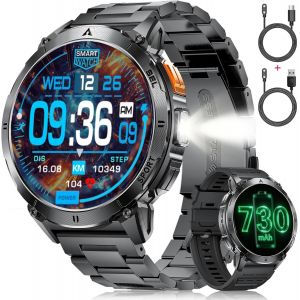 Montre Connect&eacute;e Homme Avec 730Mah/1,62'' Hd Grand &Eacute;cran/Led Lampe,Smartwatch Homme Avec Moniteur De Fr&eacute;quence Cardiaque Et Sommeil/110+ Modes Sportifs,Ip68 &Eacute;tanche Android Ios,Noir - Neuf