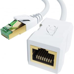 KAL-U2013 Câble D'Extension Ethernet Avec Tressage Résistant À La Rupture U2013 2M (Câble Ethernet Cat7 Mâle Vers Femelle, Étend Les Câbles Réseau, 10Gbit/S, Blindage Sf/Ftp, Blanc) - Neuf