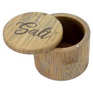Boîte À Sel,Boîte De Rangement En Bambou Avec Couvercle Pivotant Magnétique,Sel Gravé Sur Le Couvercle Gardien De Sel En Bambou Stor - Neuf