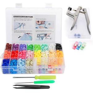 400pcs Boutons Pressions Plastiques T5 12mm 20 Coloris,Pression Kit De Pince En Métal Avec 2 Rangement De Boîte (10pcs Clip Pince Inclus) - Neuf