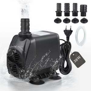 Pompe À Eau 2000l/H Submersible Pompe 38w Pompe De Bassin,Pompe De Filtration,Pompe À Fontaine,Pompe D'alimentation,Pompe Ruisseau Avec Câble De 2m,Tuyau,4 Buses Pour Étang Aquarium - Neuf