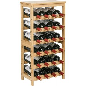 Ulteronixshop-Casier &Agrave; Vin Range Bouteilles Horizontal, 24 Bouteilles En Bambou Etag&egrave;re &Agrave; Bouteilles De Vin Dimensions 41x24x82 Cm Porte-Bouteilles, Nature - Neuf