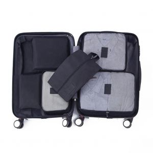 7PCS Sac de rangement de voyage Valise multifonctionnelle Sac d'emballage de v&ecirc;tements pour l'ext&eacute;rieur Noir - Neuf