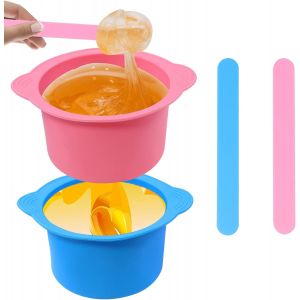 Checarzhn--No1-Lot De 2 Bols De Rechange En Gel De Silice Anti-Adhésif Amovibles Avec 2 Spatules De Cire Compatibles Avec Chauffe-Cire, Épilation Et Épilation. - Neuf
